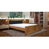 Drewniane łóżko dębowe LEONI 180 × 200 cm jeden panel w skórze naturalnej