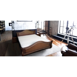 Łóżko drewniane IKAR 140×200 cm dębowe ze stelażem kolor drewna + 2 szafki nocne