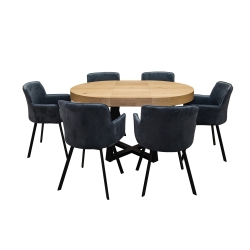 ZESTAW MEBLI : Designerski Stół SJ971, rozkładany 100/100 cm + wkładka + 4 krzesła KW101 .Styl LOFT