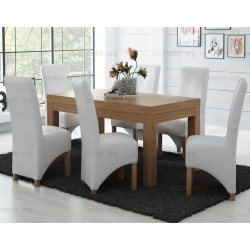 ZESTAW MEBLI: Rozkładany Stół Max 160/200×90 cm + 6 krzeseł tapicerowanych Opium Skos