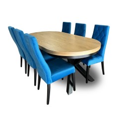 ZESTAW MEBLI: Stół okrągły LOFT 100 + 2×40 cm + 6 krzeseł Wiktor J
