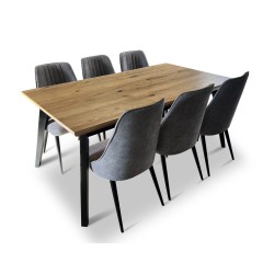 Stół z krzesłami, stół rozkładany Luis 180/100 + 50 cm + 6 krzeseł KJ Kubełek Olo