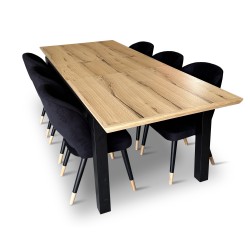 Stół z krzesłami, stół rozkładany Pablo 160/90 + 40 cm + 6 krzeseł KW112