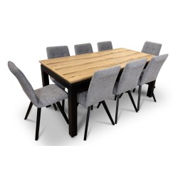 Stół z krzesłami, stół rozkładany Pablo 180/100 + 2x45 cm + 8 krzeseł KW110