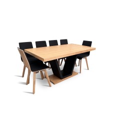 Stół z krzesłami, stół rozkładany 160/90 + 2x40 cm SJ80 + 6 krzeseł Luka