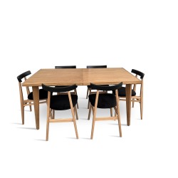 Stół z krzesłami, stół rozkładany 160/90 + 1×50 cm Bonzo + 6 krzeseł loft