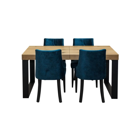 Stół rozkładany SJ51 160/90 + 40 + 4 krzesła KW100 w stylu loft
