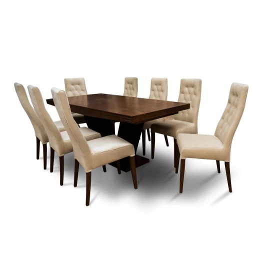 Stół rozkładany SJ80 180/90+ 2x45 cm wkładka + 8 krzeseł Wiktor J Pinezka