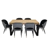 Designerski Stół rozkładany SJ51 140/80 + 40 cm wkładka + 6 krzeseł KW112 Pepitka