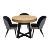 ZESTAW MEBLI : Designerski Stół SJ971, rozkładany 100/100 cm + 40 cm+ 4 krzesła KW112 Pepitka .Styl LOFT