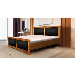 Łóżko drewniane 140/200 Verona ze stelażem z dwoma panelami w 100% Skórze naturalnej