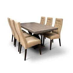 ZESTAW: Stół SJ74 160/90+ 2x40 cm wkładka + 6 krzeseł Wiktor J Pinezka