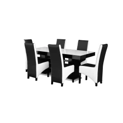 ZESTAW mebli: Stół rozkładany SJ34 200/98 cm + 2x50 cm + 6 krzeseł KJ45 Komin skośny