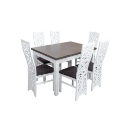 Zestaw do jadalni - Stół rozkładany 120/78 + 40 cm SJ01 + 6 krzeseł KW76