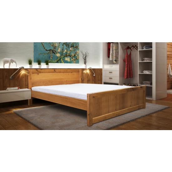 Drewniane łóżko LEONI 200/200 cm dębowe PANELE loft