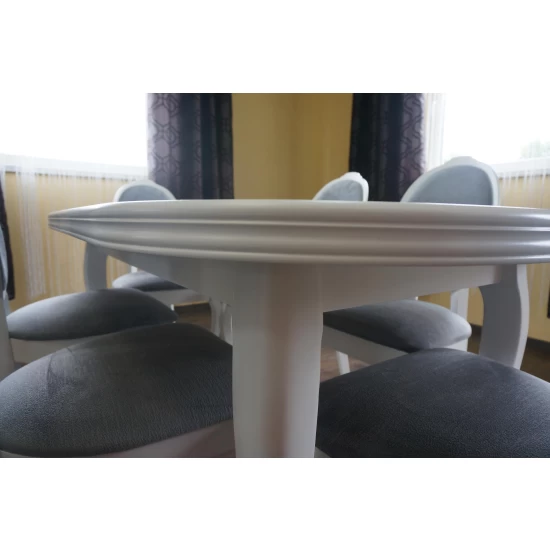 ZESTAW MEBLI: Stół okrągły LUDWIK 160/90 + 2x40 cm + 6 Krzeseł WERA