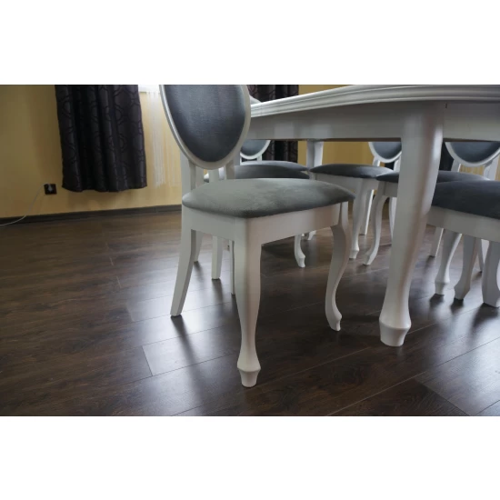 ZESTAW MEBLI: Stół okrągły LUDWIK 160/90 + 2x40 cm + 6 Krzeseł WERA