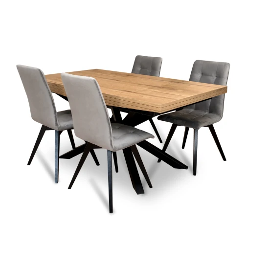 ZESTAW mebli: Stół rozkładany SJ50 160/88 + 40 cm + 4 krzesła KW110