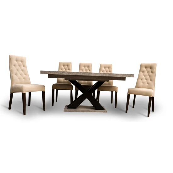 ZESTAW: Stół SJ74 160/90+ 2x40 cm wkładka + 6 krzeseł Wiktor J Pinezka