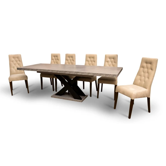 ZESTAW: Stół SJ74 160/90+ 2x40 cm wkładka + 6 krzeseł Wiktor J Pinezka