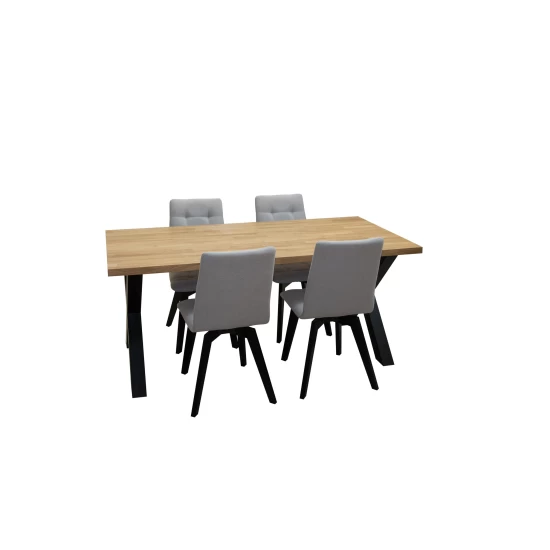 ZESTAW MEBLI: Stół nierozkładany 160x90cm industrialny Carbon + 4 krzesła KW110 tapicerowane