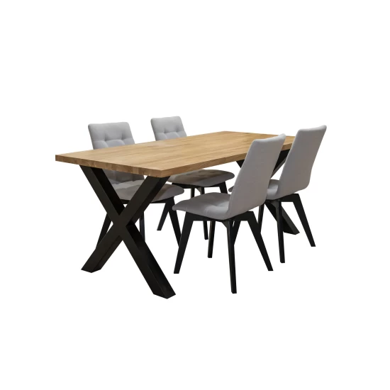 ZESTAW MEBLI: Stół nierozkładany 160x90cm industrialny Carbon + 4 krzesła KW110 tapicerowane