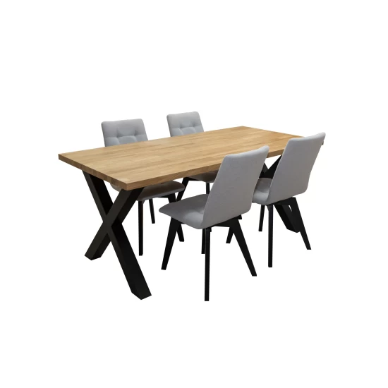 ZESTAW MEBLI: Stół nierozkładany 160x90cm industrialny Carbon + 4 krzesła KW110 tapicerowane