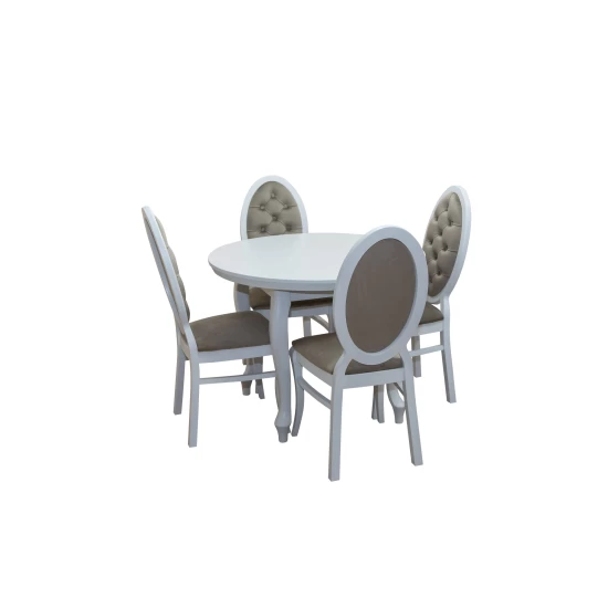 ZESTAW MEBLI: Stół okrągły fi 100 cm Ludwik + 4 Krzesła Infinity