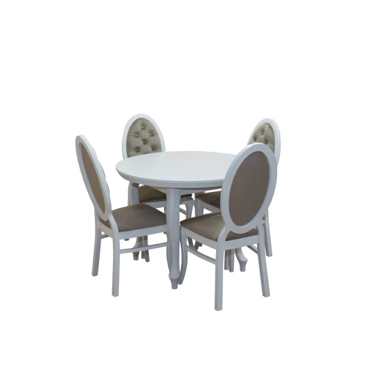 ZESTAW MEBLI: Stół okrągły fi 100 cm Ludwik + 4 Krzesła Infinity