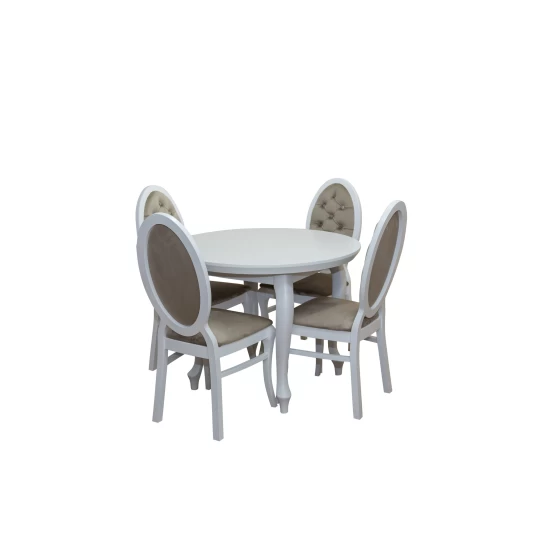 ZESTAW MEBLI: Stół okrągły fi 100 cm Ludwik + 4 Krzesła Infinity