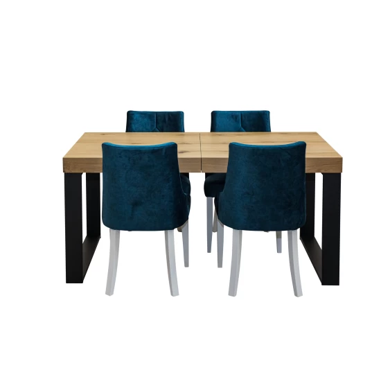 Stół rozkładany SJ51 160/90 + 40 + 4 krzesła KW100 w stylu loft