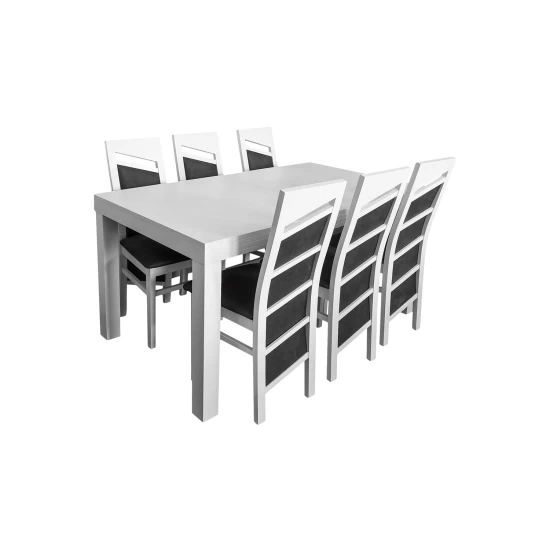 ZESTAW MEBLI: Rozkładany Stół BASIA 160 cm + 2x40 cm + 6 Krzeseł MARIKA