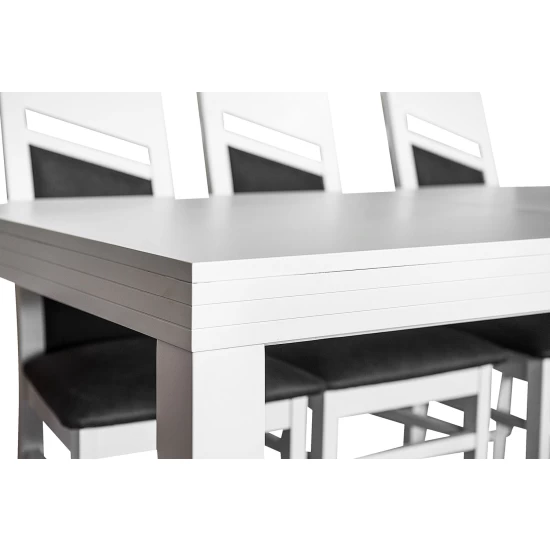 ZESTAW MEBLI: Rozkładany Stół BASIA 160 cm + 2x40 cm + 6 Krzeseł MARIKA