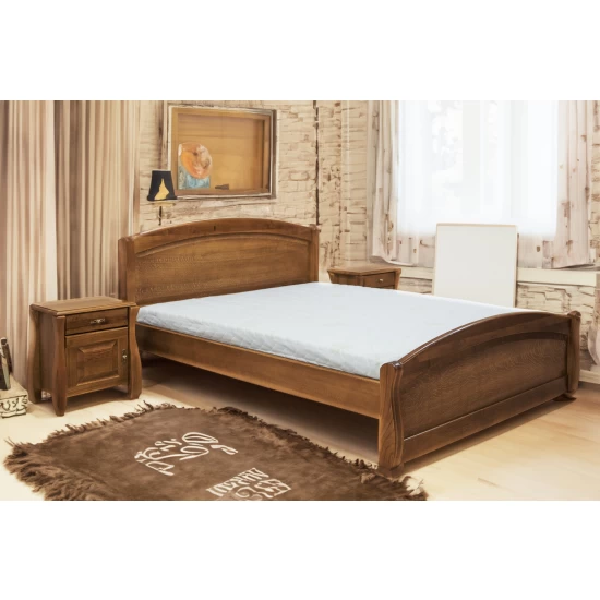 Łóżko drewniane CEZAR 180x200 cm dębowe ze stelażem kolor drewna