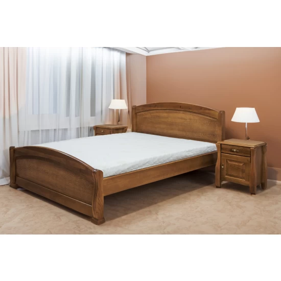 Łóżko drewniane CEZAR 140?200 cm dębowe ze stelażem kolor drewna