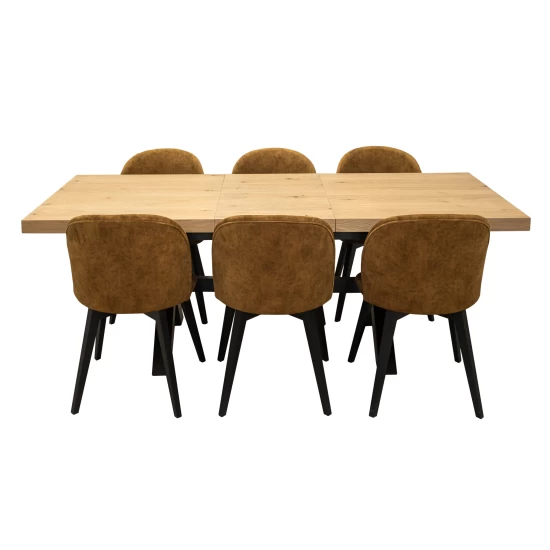 Zestaw mebli: Stół Sj49 160/88 cm z 40 cm wkładką + 6 krzeseł Cross