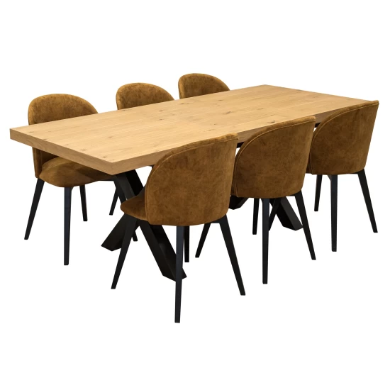 Zestaw mebli: Stół Sj49 160/88 cm z 40 cm wkładką + 6 krzeseł Cross