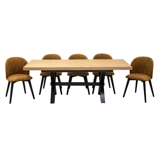 Zestaw mebli: Stół Sj49 160/88 cm z 40 cm wkładką + 6 krzeseł Cross