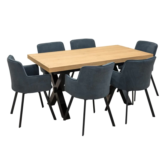 ZESTAW MEBLI: Stół Sj49 160/88 + 40 cm + 6 krzeseł KW101