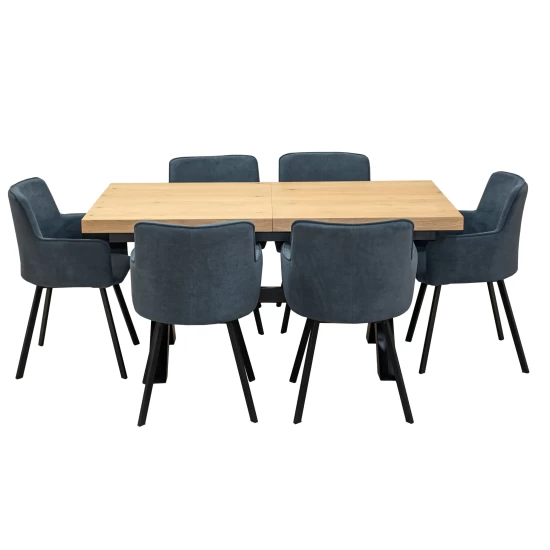 ZESTAW MEBLI: Stół Sj49 160/88 + 40 cm + 6 krzeseł KW101