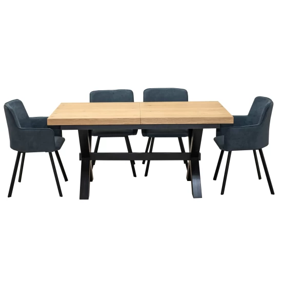 ZESTAW MEBLI: Stół Sj49 160/88 + 40 cm + 6 krzeseł KW101