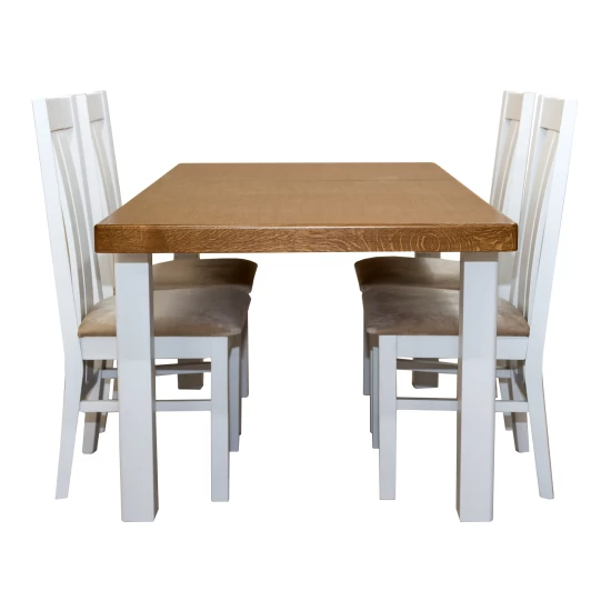 ZESTAW MEBLI: Stół SJ33 Mydełko 130/80 + 40 cm wkładka + 4 krzesła KJ20