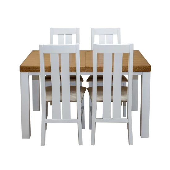 ZESTAW MEBLI: Stół SJ33 Mydełko 130/80 + 40 cm wkładka + 4 krzesła KJ20