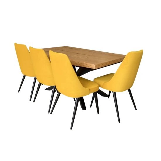 Stół rozkładany SJ50 160/88 + 2x40 cm wkładka + 4 krzesła KJ kubełek OLO