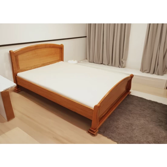 Łóżko drewniane CEZAR 160x200 cm dębowe ze stelażem kolor drewna