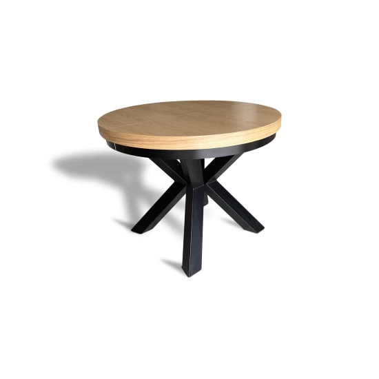 Stół okrągły rozkładany fi 100 + 2 x 50 cm LOFT z designerskimi nogami