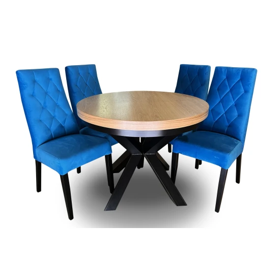 ZESTAW MEBLI: Stół okrągły LOFT 100 + 2x50 cm + 4 krzesła Wiktor J