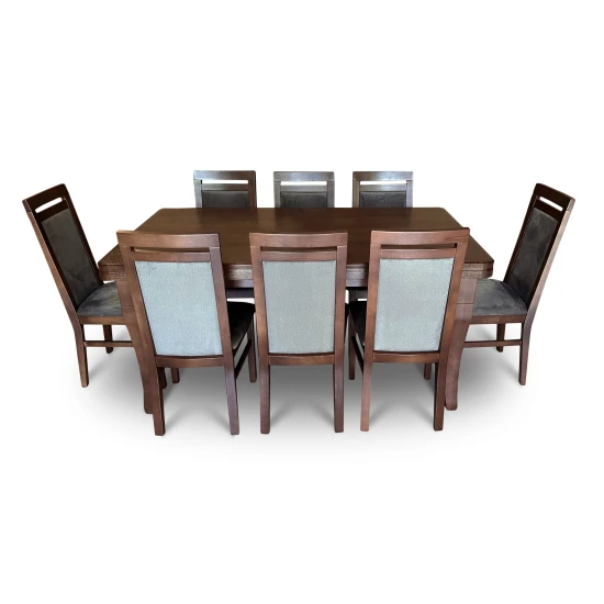 Stół z krzesłami, stół rozkładany 180/90 + 50 cm Juliusz + 8 x krzesło KW119