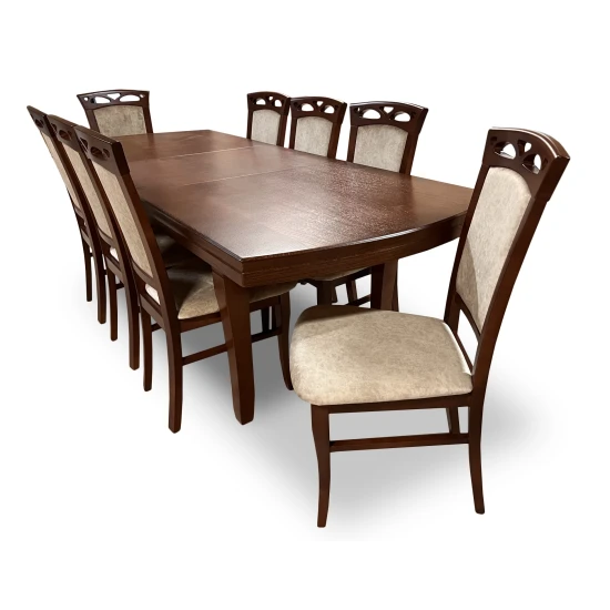 Stół z krzesłami, stół rozkładany 180/90 + 50 cm Kacper + 8 x krzesło KW143