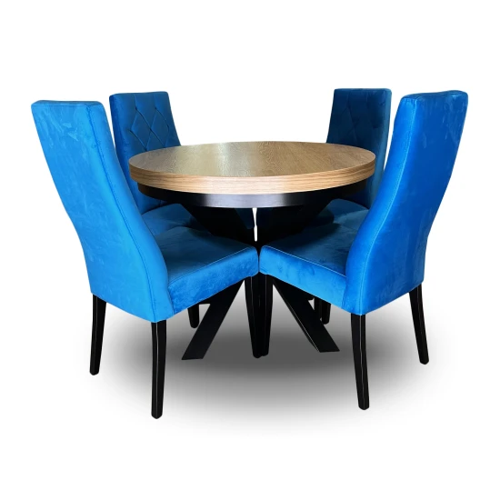 ZESTAW MEBLI: Stół okrągły LOFT 100 + 2x50 cm + 4 krzesła Wiktor J